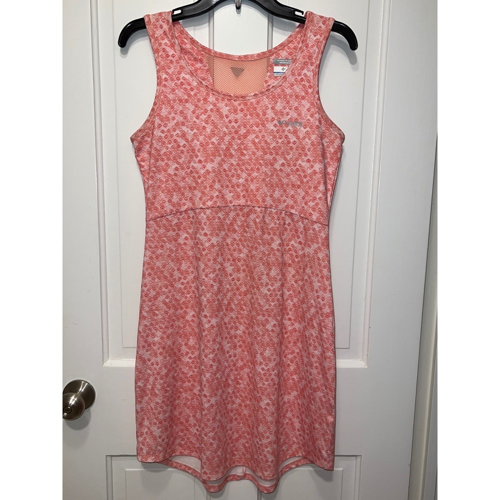 Columbia PFG Omni-Freeze Pink Geometric Sleeveless Cooling Dress Womens Small
